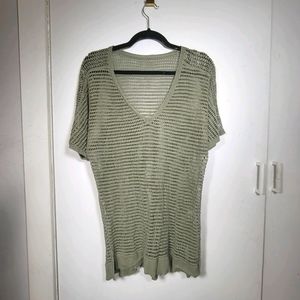 Olive net tunic w/ gold chainlink decals